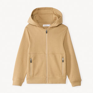 Γιλέκο μονόχρωμο με κουκούλα και φερμουάρ για αγόρι 