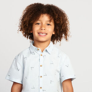 Κοντομάνικο πουκάμισο με ρίγες και τύπωμα πατινιών για αγόρι 