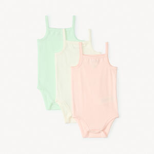 Σετ από 3 ολόσωμα με λεπτές τιράντες σε μονόχρωμο για κορίτσι μωρού 