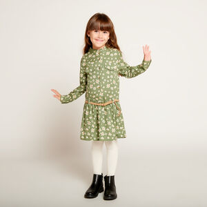 Μακρυμάνικο φόρεμα υφασμάτινο σε στυλ πουκάμισο με λουλουδάτο σχέδιο για κορίτσι 