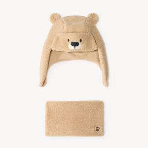 Bonnet et snood bébé garçon en sherpa doublés micropolaire 