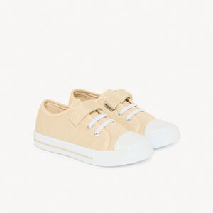 Αθλητικά παπούτσια χαμηλά πάνινα χρυσαφί με scratch για bebe κορίτσι 