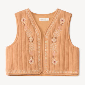 Gilet sans manches fille broderie florale 