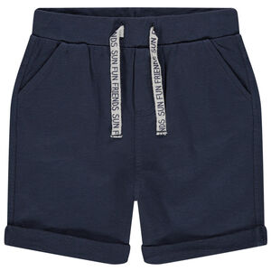 Βερμούδα από φούτερ μονόχρωμη με εκτυπωμένα κορδόνια για bebe αγόρι 