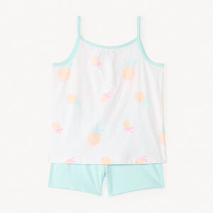 Σύνολο 2 τεμαχίων με αμάνικο μπλουζάκι + σορτσάκι με σχέδιο ανανά για κορίτσι 