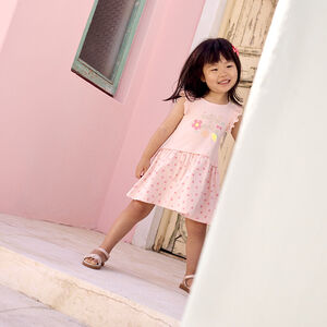 Φόρεμα κοντομάνικο με βολάν effet 2-σε-1 για bebe κορίτσι 