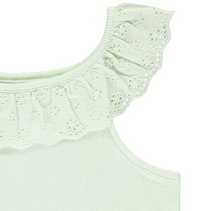 Αμάνικο μπλουζάκι με βολάν και κέντημα αγγλικής δαντέλας για κορίτσι 
