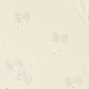 T-shirt manches courtes fille en jersey avec nœuds en tulle 