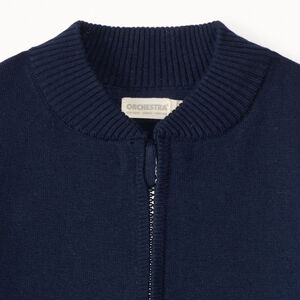 Πλεκτό γιλέκο με φερμουάρ και γιακά teddy μονόχρωμο για αγόρι 