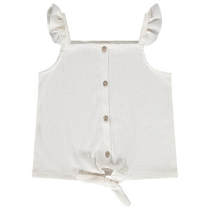 Αμάνικο μπλουζάκι με δέσιμο και faux κουμπιά για κορίτσι 