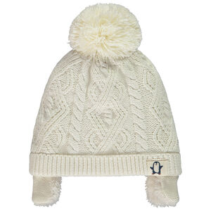 Σκούφος πλεκτός με πλέξη κοτσίδα και επένδυση από sherpa για μωρό αγόρι 