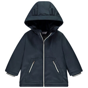 Πάρκα από καουτσούκ και βελουτέ μονόχρωμο με κουκούλα για μωρό αγόρι 