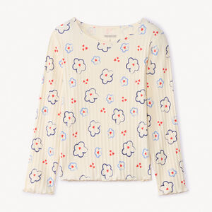 Μακρυμάνικο πλεκτό μπλουζάκι με λουλουδάτο σχέδιο για κορίτσι 