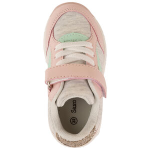 Αθλητικά παπούτσια σε γκρι χρώμα με κορδόνια και βέλκρο για bebe κορίτσι 