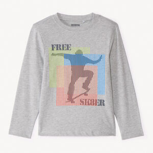 T-shirt με μακριά μανίκια σε ενιαίο χρώμα με μαλακή εκτύπωση για αγόρι 