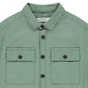 Πουκάμισο μακρυμάνικο μονόχρωμο υφασμάτινο με τσέπες για αγόρι 