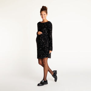 Robe de grossesse en maille à sequins manches longues 