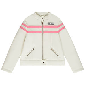 "Perfecto style motard en simili cuir doublé pour fille" se traduit en grec par : "Perfecto στυλ μοτοσικλέτας από συνθετικό δέρμα με επένδυση για κορίτσι" 