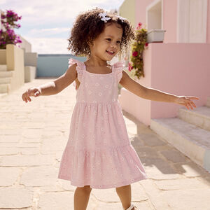 Φόρεμα με κοντά μανίκια και print σε maille cloquée για bebe κορίτσι 