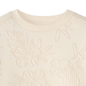 Sweat fille en molleton à motif fleurs et feuilles en relief 