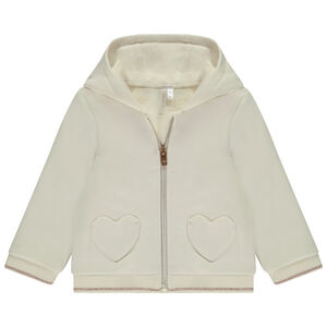 Ζακέτα μακρυμάνικη από φούτερ με τσέπες καρδιά για μωρό κορίτσι 