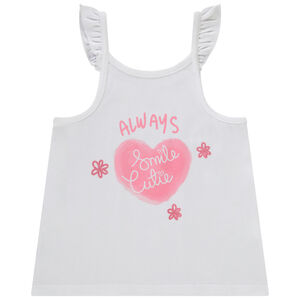 Αμάνικο μπλουζάκι μονόχρωμο με φαντεζί σχέδιο με glitter για bebe κορίτσι 