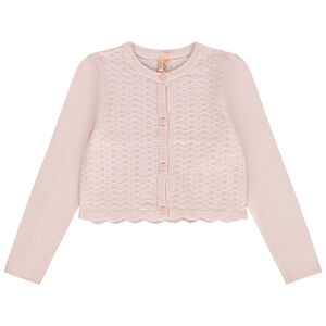 Ζακέτα κοντή από πλεκτό με σχέδιο αζούρ για κορίτσι 