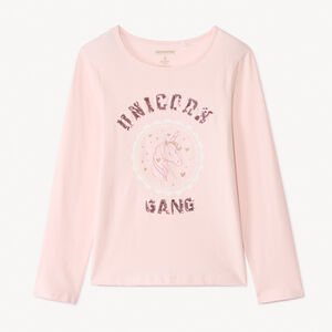 T-shirt manches longues avec sequins fantaisie pour fille  