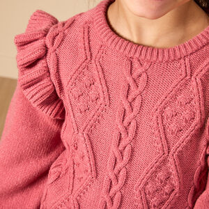 Φόρεμα μακρυμάνικο με βολάν από πλεκτό για κορίτσι 