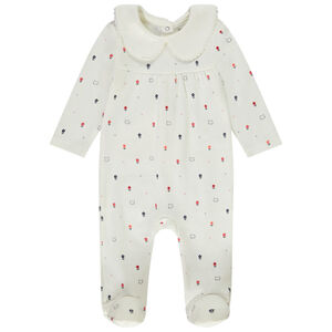 "Υπνόσακος με ναυτικό γιακά και σχέδιο λουλούδια/γάτες για μωρό κορίτσι" 