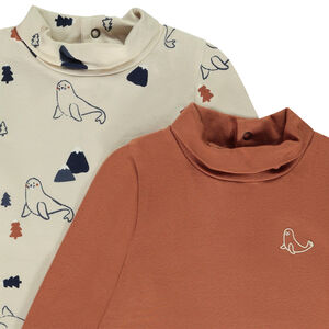 Σετ από 2 πλεκτά μπλουζάκια με ψηλό λαιμό για μωρό αγόρι 