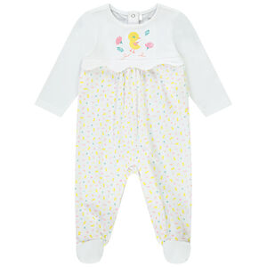 Dors-bien en jersey imprimé et broderie poussin pour bébé fille Main Dors-bien en jersey imprimé et broderie poussin pour bébé fille