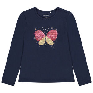 T-shirt manches longues avec print et sequins magiques pour fille Main T-shirt manches longues avec print et sequins magiques pour fille