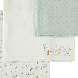 Lot de 3 langes en tetra motifs éléphants pour bébé 