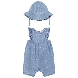 Σετ 2 τμχ. effet jean με καπελάκι για bebe κορίτσι 