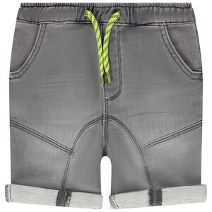 Βερμούδα από μονόχρωμο denim με κορδόνι σε αντίθετο χρώμα για αγόρι 