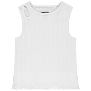 Μπλουζάκι αμάνικο πλεκτό με φαντεζί λαιμόκοψη για κορίτσι 