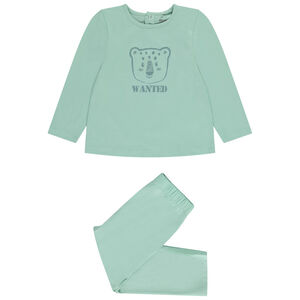 Σετ πιτζάμα από jersey μονόχρωμο με φαντεζί σχέδιο για bebe αγόρι 