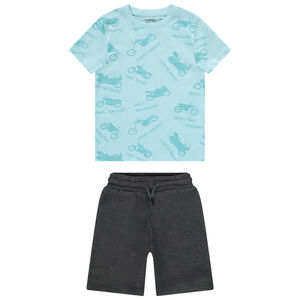 Σετ κοντό 2 τμχ. t-shirt με print μοτοσικλέτες για αγόρι 