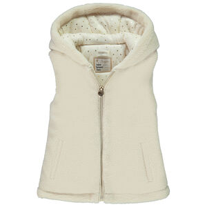 Γιλέκο χωρίς μανίκια από συνθετική γούνα με κουκούλες για κορίτσι 