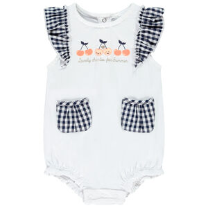 Combinaison courte avec détails imprimés carreaux vichy pour bébé fille Main Combinaison courte avec détails imprimés carreaux vichy pour bébé fille
