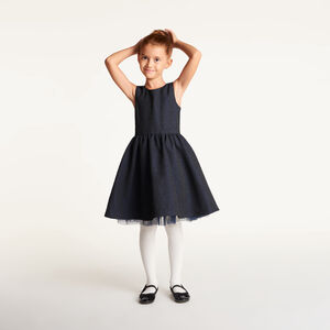 Robe fille sans manches à motif floral en relief 