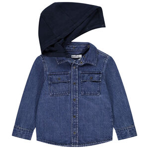 Surchemise en denim brodé et capuche amovible pour garçon  Main Surchemise en denim brodé et capuche amovible pour garçon