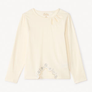 T-shirt με μακριά μανίκια με φανταστική κοπή και strass για κορίτσι 