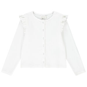 Ζακέτα μακρυμάνικη μονόχρωμη από πλεκτό με βολάν για κορίτσι 