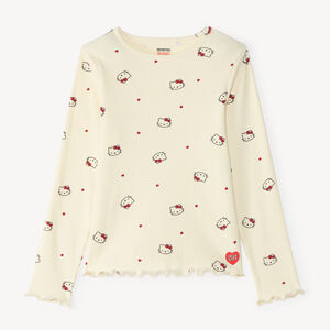 T-shirt côtelé à manches longues Hello Kitty pour fille 