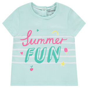 Κοντομάνικη μπλούζα από βιολογικό βαμβάκι με τυπωμένο μήνυμα 