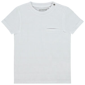 Κοντομάνικο μπλουζάκι μονόχρωμο effet texturé για bebe αγόρι 