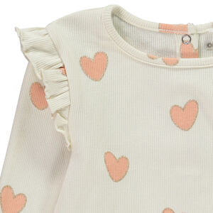 T-shirt μακρυμάνικο με βολάν από πλεκτό ύφασμα για μωρό κορίτσι 