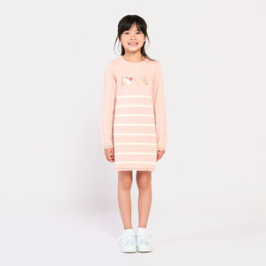 Robe manches longues en tricot glitter print et rayures pour fille 